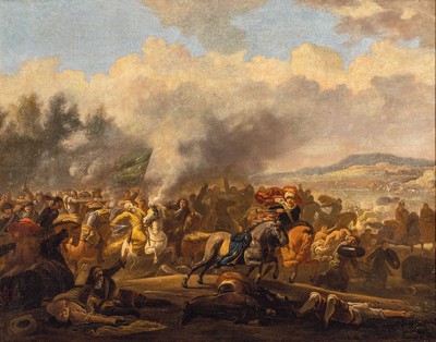 Jan Wyck, 1645 Haarlem - 1702 Mortlake/England, frühe Förderung durch den Vater und Maler Thomas Wyck, ab 1664 in England ansässig und später ...