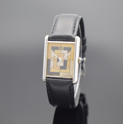 CARTIER Tank Art Deco auf 1000 Stück limitierte Armbanduhr, Schweiz, verk. lt. beil. orig. Zert. 12/1996, quarz, Sterlingsilbergeh., Boden 4-fach ...