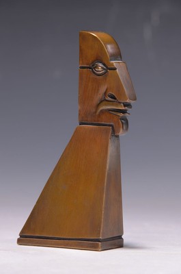 Paul Wunderlich, 1927 Eberswalde - 1961, Bronzeskulptur, "Egghead", Ed. 1371/5000, am Sockel signiert u. nummeriert, Alterssp., H. 14,5 cm