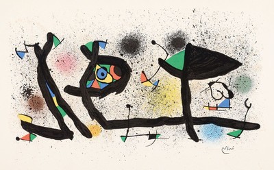 Joan Miro, 1893-1983, Lithographie, "Sculptures" (1974), in der Platte signiert, unter Plexiglas gerahmt, l. gebräunt, 61x81 cm