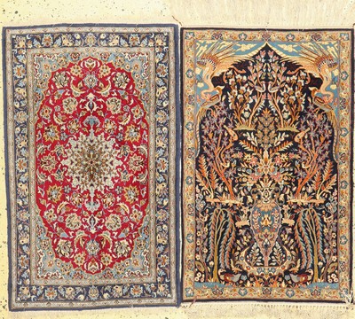1 paar feine Esfahan, Persien, ca. 50 Jahre, Korkwolle auf Seide, ca. 107 x 67 cm, ca. 1,0 Mio. Kn/qm, EHZ: 1-2