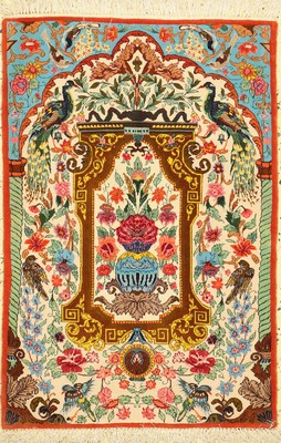 Esfahan fein, Persien, ca. 50 Jahre, Korkwolle auf Seide, ca. 105 x 70 cm, ca. 1,0 Mio. Kn/qm, EHZ: 1(gebraucht)