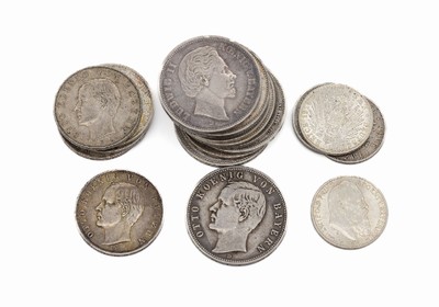 Konvolut 19 Silbermünzen, Deutsches Reich, 2 Mark: 1 x Ludwig II König v. Bayern 1876, 1 x Otto König v. Bayern 1901, 1 x Luitpold Prinzregent v. ...