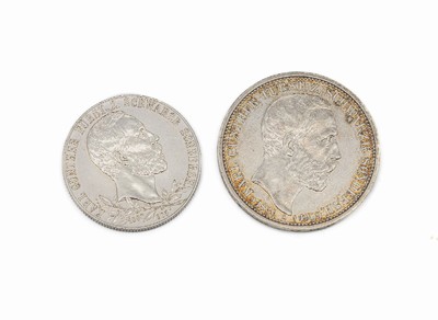 Konvolut 2 Silbermünzen, Deutsches Reich, 2 Mark: Karl Günther Fürst z. Schwarzb. Sondersh. 1905, 3 Mark: Karl Günther Fürst z. Schwarzb. ...