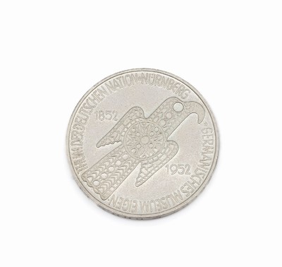 Silbermünze 5 Mark, Deutschland 1952, Germanisches Museum, Nürnberg, Prägemarke D