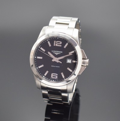 LONGINES Herrenarmbanduhr Serie Conquest Referenz L3.659.4, quarz, Edelstahlgeh. inkl. Gliederband m. dopp. Faltschl., Boden & Krone verschr., ab ...