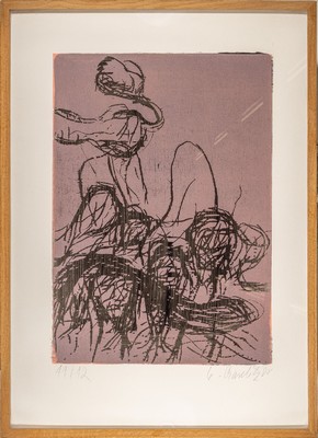 Georg Baselitz, geb. 1938 Farbholzschnitt auf Papier, num. 11/12, aus 2008, dat. (20)08, handsigniert, seltener Farbholzschnitt, ca. 93 x 67 cm, ...