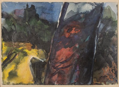 Klaus Fußmann, geb. 1938 Velbert, Aquarell auf Papier, seltenes Selbstporträt im Spiegel, monogr. und dat. (19)83, ca. 29 x 40 cm, Rahmen ca. 54 x ...