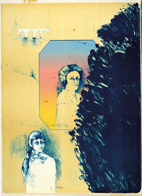 Bruno Bruni, geb. 1935, Farblitho auf schwerem Büttenkarton mit vollem Schöpfrand, "Studi su Rosa Luxemburg" Blatt aus dem Mappenwerk ...