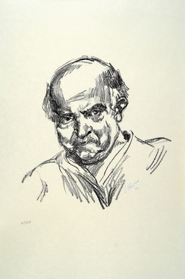 Ludwig Meidner, 1884 - 1966 Lithographie auf Japon nacré-Papier, Selbstbildnis, handsigniert, num. 9/35, aus 1965, Blattgr. ca. 76 x 53 cm