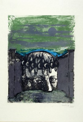 Sergio Vacci, 1925 - 2016, Lithografie auf Jajpon nacré-Papier, Selbstbildnis, nummeriert 9/35, aus 1965, Blattgr. 76 x 53 cm