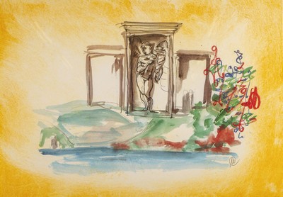 Markus Lüpertz, geb. 1941, Acryl über Offsetlitho, Unikatcharakter aufgrund der Übermalung, unten re. monogrammiert, Blattgr. 44 x 64 cm, Rahmen ...