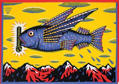 Henning Wagenbrecht, geb. 1962 Eberswalde, Offset, handsigniert, aus 1995, num. 20/35, 84 x 59.5 cm, Grafiker und Comic- Zeichner