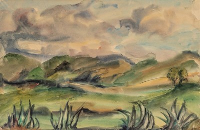 Loulou Albert-Lasard, 1885 Metz-1969 Paris, "Italienische Landschaft", Aquarell auf Papier, unten links mit dem Atelierstempel der ...