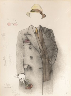 Bruno Bruni, geb. 1935, Aquarell über Lithografie auf BFK Rives, handsigniert, "Il Padrino L'Ultima Visita", aufgrund der ...