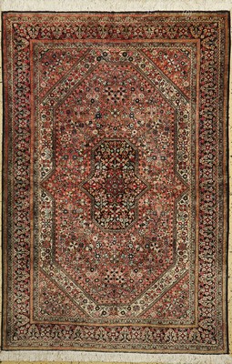 Ghom Seide, Persien, um 1960, reine Naturseide, ca. 158 x 105 cm, EHZ: 1-2, Fransen erneuert, verfärbt