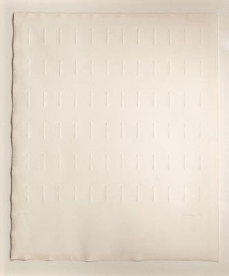 Günther Uecker, geb. 19630, Prägedruck auf Büttenpapier, "Parallele Reihung", unten rechts handsigniert und dat. (19)68, links unten ...