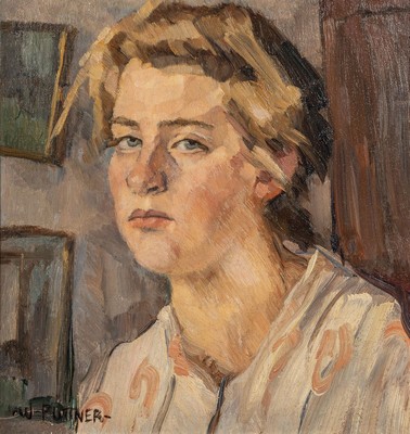 Walther Püttner, 1872 Leipzig - 1953 Bad Aibling, Studium an der Akademie München, Mädchenbildnis, Dreiviertelprofil, links untensigniert, ...