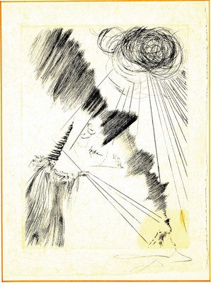 Salvador Dali, 1904 Figueras - 1989, "Femme au clown", 1968/69, aus der Serie Faus (La Nuit de Walpurgis), Kaltnadelradierung, ...