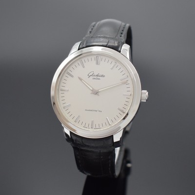 GLASHÜTTE ORIGINAL Herrenarmbanduhr Senator Referenz 100-08-03-02-04, Automatik, Edelstahlgeh. inkl. orig. Lederband m. dopp. Faltschl., beids. ...