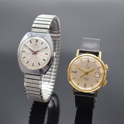 Konvolut bestehend aus einem POTENS Armbandwecker & einer JUNGHANS Armbanduhr, Schweiz um 1970, beide Handaufzug, Potens De Luxe: verg. Geh., geschr. ...