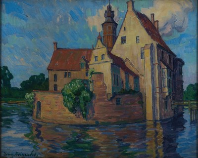Heinz Heinrichs, 1886 Aachen-1957, Studium an der Akademie Düsseldorf, in Berlin und Paris, war ansässig in Aachen, hier: Blick auf Burg Vischering ...
