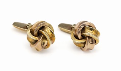 Paar 14 kt Gold Manschettenknöpfe, GG 585/000, Knotenform, gefüllt, ca. 8.7 g
