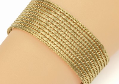 14 kt Gold Armband, ca. 38.6 g, GG 585/000,Kastenschloss mit 2 Sicherheitsachten, L. ca. 18 cm, B. ca. 2.8 cm