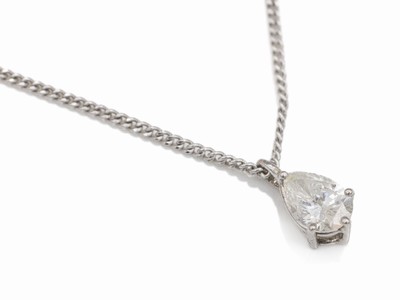 14 kt Gold Diamant-Anhänger, WG 585/000, 1 Diamant-Tropfen ca. 0.40 ct Weiß/p, total ca. 2.9 g, an Kette, L. ca. 41.5 cm, Federringschließe