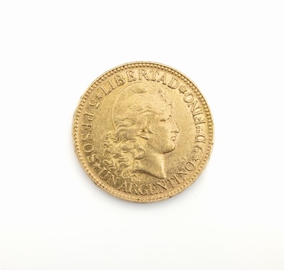 Goldmünze 5 Pesos 1886, Argentinien