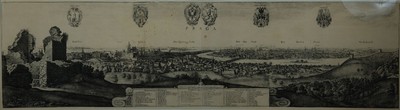 Wenzel Hollar (1607-1677): Panorama-Radierung von Prag, dat. 1649, Entw. 1636, aus Merians"Topographia Bohemiae", Radierung von ...