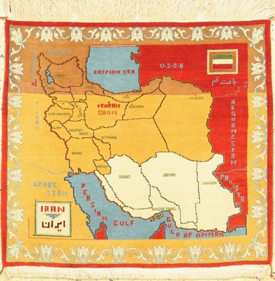 Ghom Kork(Karte des Iran), Persien, ca. 50 Jahre, Korkwolle auf Baumwolle, ca. 95 x 85 cm, EHZ: 1-2