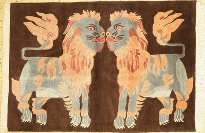 Nepal alt, um 1960, Wolle auf Baumwolle, ca. 176 x 123 cm,EHZ: 1(kleine Florfehlstelle)