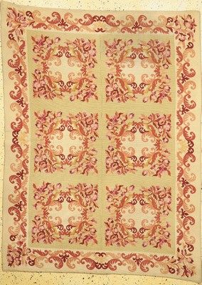 Europäische Stickerei, um 1940/1950, Wolle auf Baumwolle, ca. 185 x 140 cm, EHZ: 2(verschmutzt)