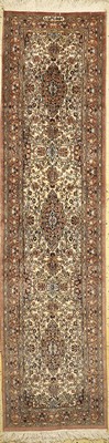 Kaschmir fein, Indien, ca. 40 Jahre, Korkwolle auf Baumwolle, ca. 300 x 75 cm, EHZ:1-2