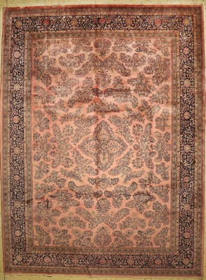 Sarogh Kork fein, Indien, ca. 50 Jahre, Korkwolle auf Baumwolle, ca. 384 x 295 cm, EHZ: 1