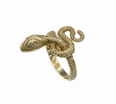 14 kt Gold Ring "Schlange", GG 585/000, graviert, ca. 4.9 g, RW 50
