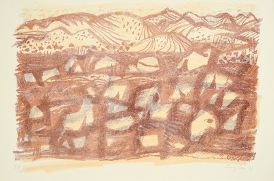Eduard Bargheer, 1901 - 1979 Farblitho von drei Steinen auf Bütten, aus dem Mappenwerk "Sahara", handsigniert und num. 27/50, aus dem ...