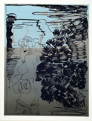 Herbert Brandl, geb. 1959, Farbsiebdruck, "Die Pflicht des Einsamen", handsigniert, num. 10/100, dat. (19)97, ca. 65 x 50 cm, Herbert ...