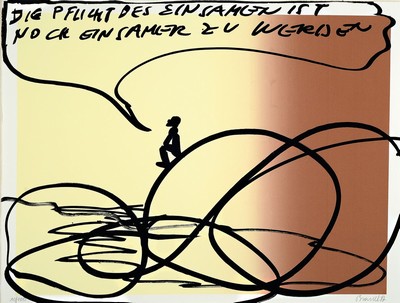 Herbert Brandl, geb. 1959, Farbsiebdruck, "Die Pflicht des Einsamen", handsigniert, num. 10/100, dat. (19)97, ca. 50 x 65 cm Herbert Brandl ...