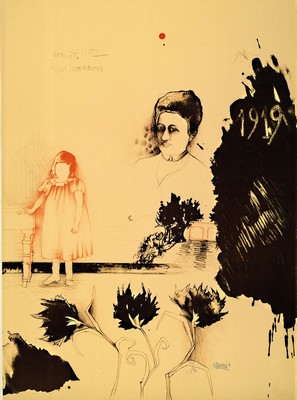 Bruno Bruni, geb. 1935, Farblitho auf schwerem Büttenkarton mit vollem Schöpfrand, "Studi su Rosa Luxemburg" Blatt aus dem Mappenwerk ...