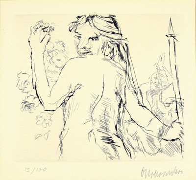 Oskar Kokoschka, 1886 - 1980, Kaltnadelradierung auf handgeschöpftem Auvergne-Bütten, Titelradierung Penthesilea, Ffm, Ars Iibrorum, 1970), ...