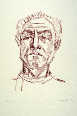 Eduard Bargheer, 1901 - 1979, Lithografie auf Jajpon nacré-Papier, Selbstbildnis, nummeriert 9/35, aus 1965, Blattgr. 76 x 54 cm