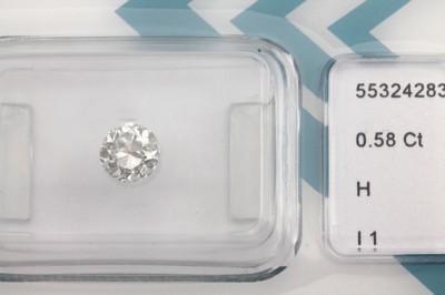 Brillant 0.58 ct Weiß H/p 1, verschweißt, IGI Expertise