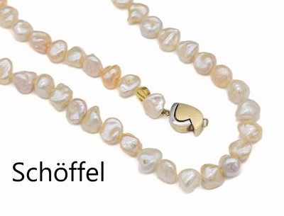 SCHÖFFEL Zuchtperlenkette, Schließe GG/WG 585/000, barocke Süßwasserzuchtperlen, L. ca. 41 cm