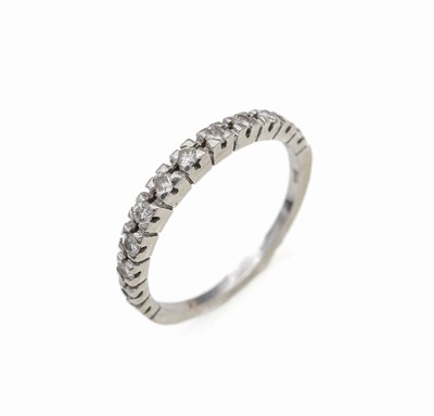 14 kt Gold Diamant-Halbmemoryring, WG 585/000, 11 8/8-Diamanten zus. ca. 0.33 ct Weiß/p1, ca. 2.0 g, RW 55