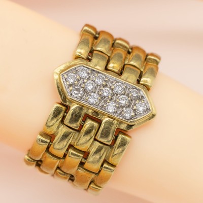 18 kt Gold Brillant-Kettenring, GG 750/000 gepr., 13 Brillanten zus. ca. 0.13 ct Weiß/si,ca. 11.1 g, RW 56