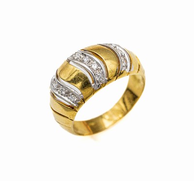 18 kt Gold Diamant-Ring, GG/WG 750/000, 13 8/8-Diamanten zus. ca. 0.13 Weiß/si, ca. 6.4 g, RW 56