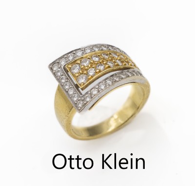 18 kt Gold Brillant-Ring, GG/WG 750/000, Meistermarke Otto Klein, 38 Brillanten zus. ca. 0.62 ct Weiß/si, total ca. 9.5 g, RW 53.5