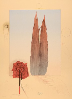 Bruno Bruni, geb. 1935 Gradara, Originallithographie von 1982, handsigniert und nummeriert, 80x60cm, Merides, Blatt 2 der Mappe ...